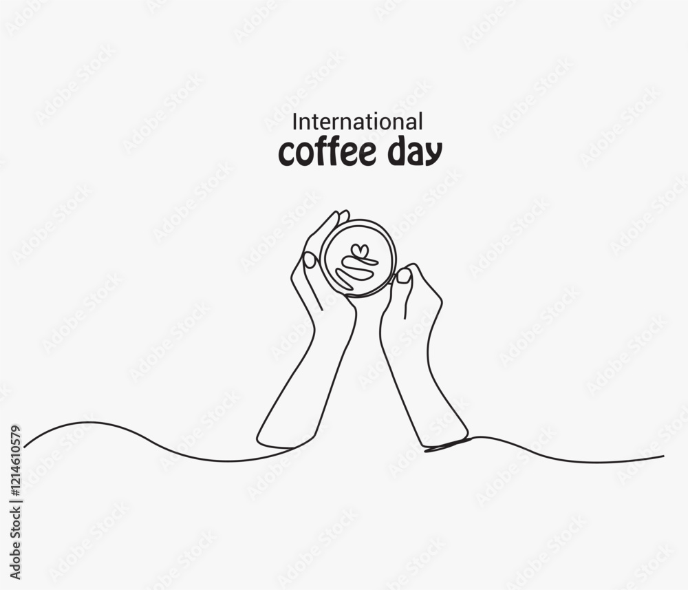 vector continuous one line drawing International coffee day. doodle style vector continuous one line drawing International coffee day. doodle style