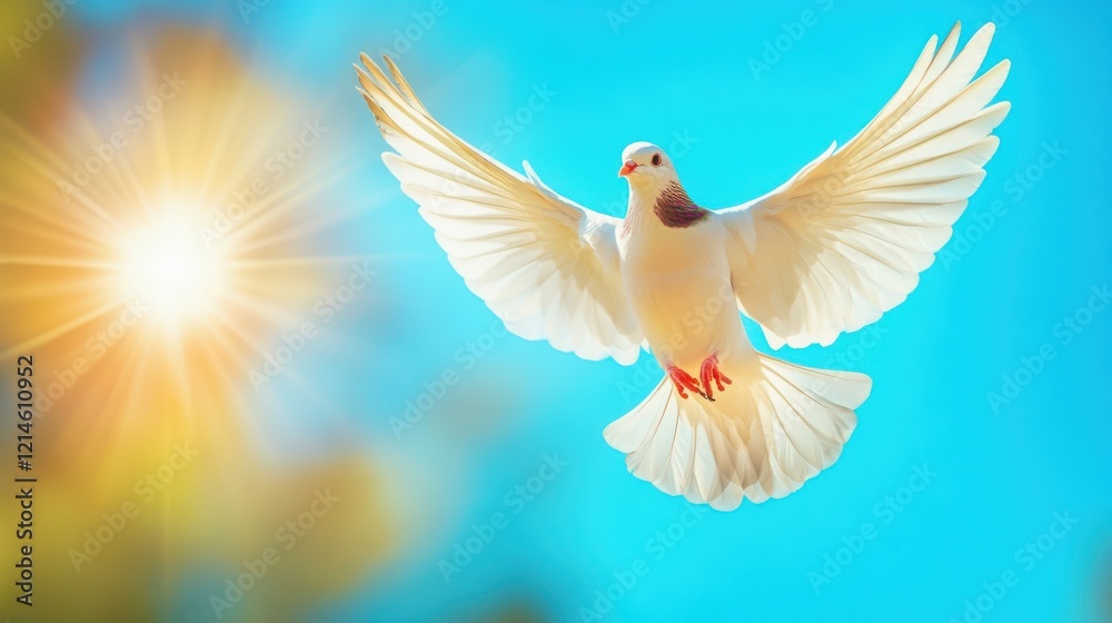 Obraz premium Bird Soaring Through a Vibrant Blue Sky