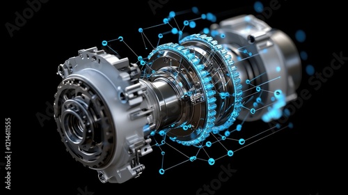 Advanced Gearbox Mechanism 3D Render