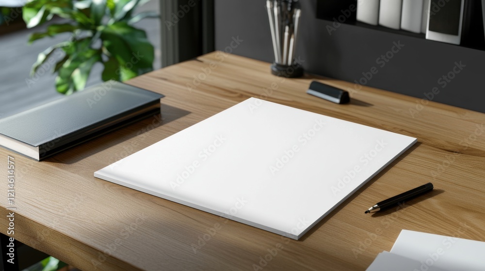 A4 white Paper Mockup on a wooden Desk A4 white Paper Mockup on a wooden Desk