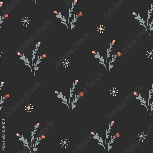 Hand drawn leaves floral seamless pattern for textile