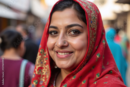 Pakistani woman in veil in a market photo