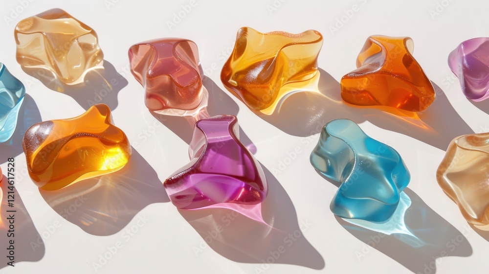 Naklejka premium Colorful Gel Cubes – Vibrant and Translucent Abstract Elements