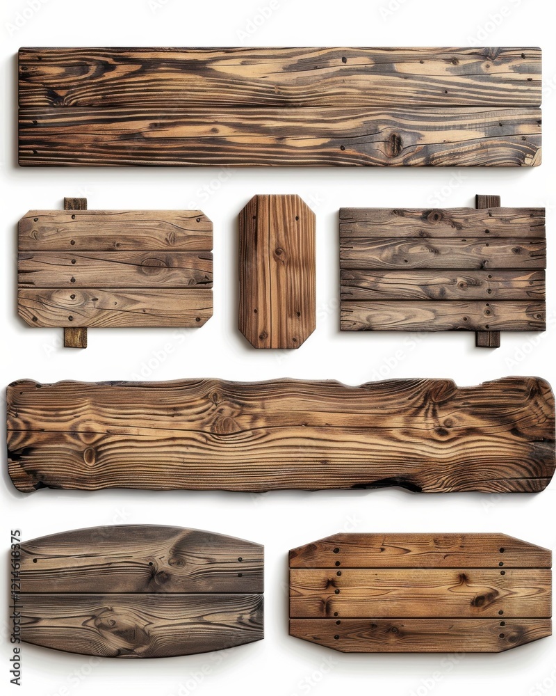 Naklejka premium Rustic Wooden Planks and Signs – Vintage Timber Design Elements