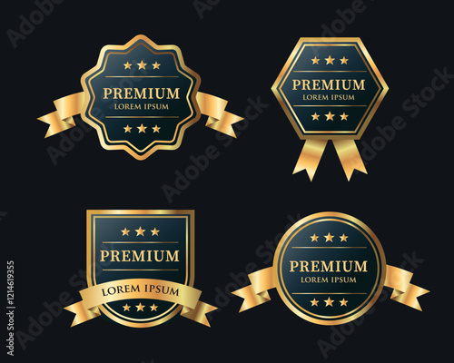 Premium quality badges. Black and gold premium sticker