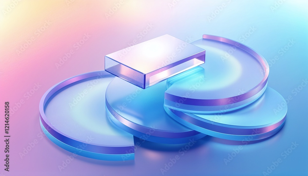 Minimalist Floating Glass Cube on Liquid Waves Minimalist Floating Glass Cube on Liquid Waves