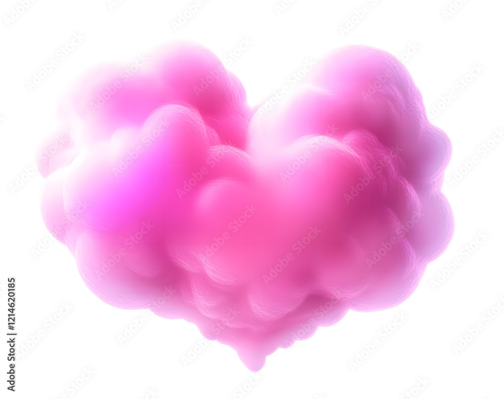 Obraz premium Pink cloud heart neon abstract softness glowing isolated on transparent background.