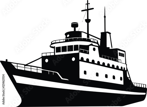 Icebreaker Ship silhouette,Arctic silhouette vector,Icebreaker Ship black  vector
