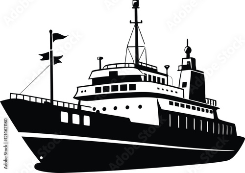 Icebreaker Ship silhouette,Arctic silhouette vector,Icebreaker Ship black  vector