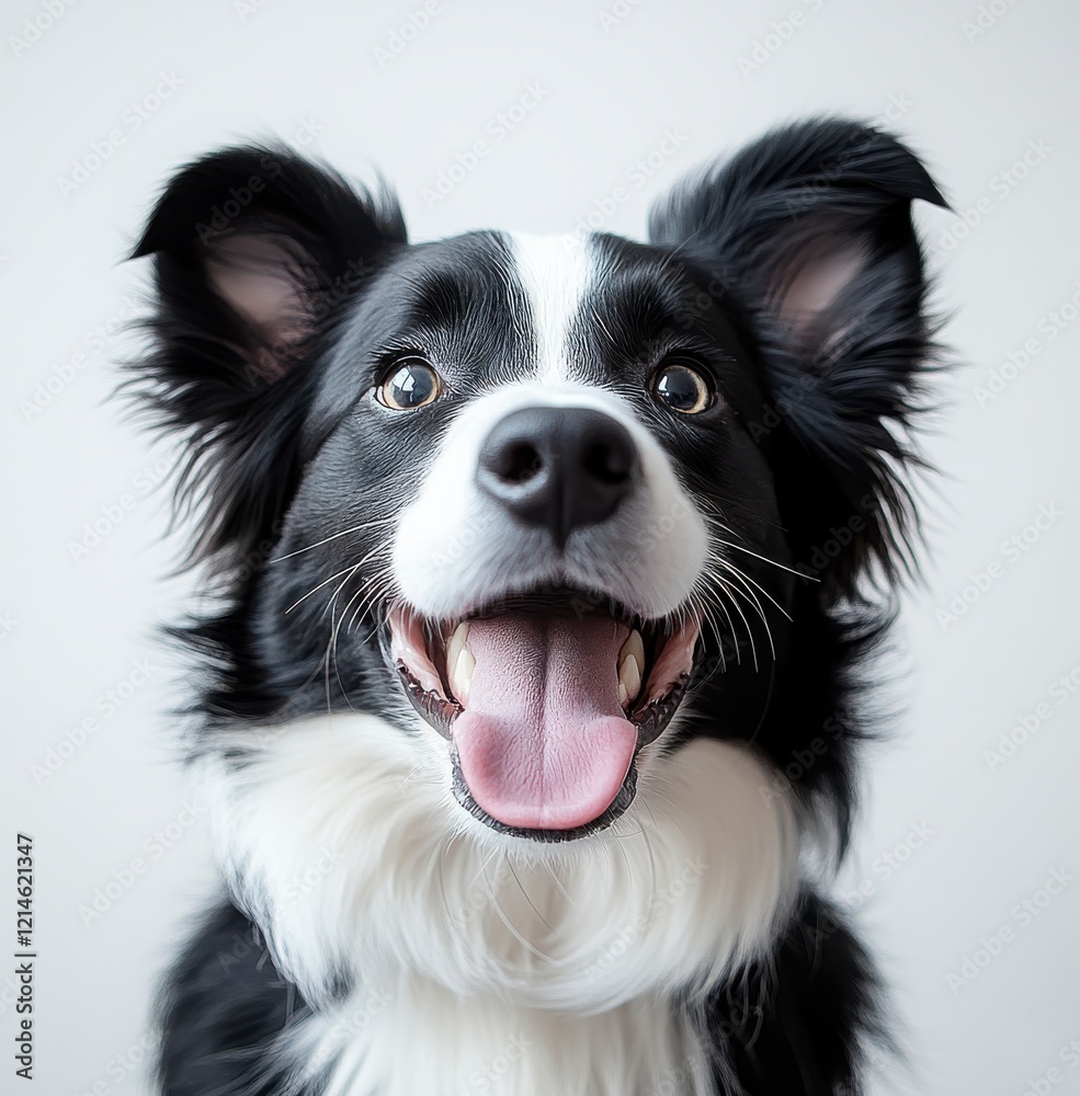 Adorable Border Collie with Bright Eyes and Happy Expression Captured in Studio Setting, Ideal for Pet Lovers and Animal Enthusiasts Adorable Border Collie with Bright Eyes and Happy Expression Captured in Studio Setting, Ideal for Pet Lovers and Animal Enthusiasts
