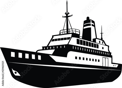 Icebreaker Ship silhouette,Arctic silhouette vector,Icebreaker Ship black  vector