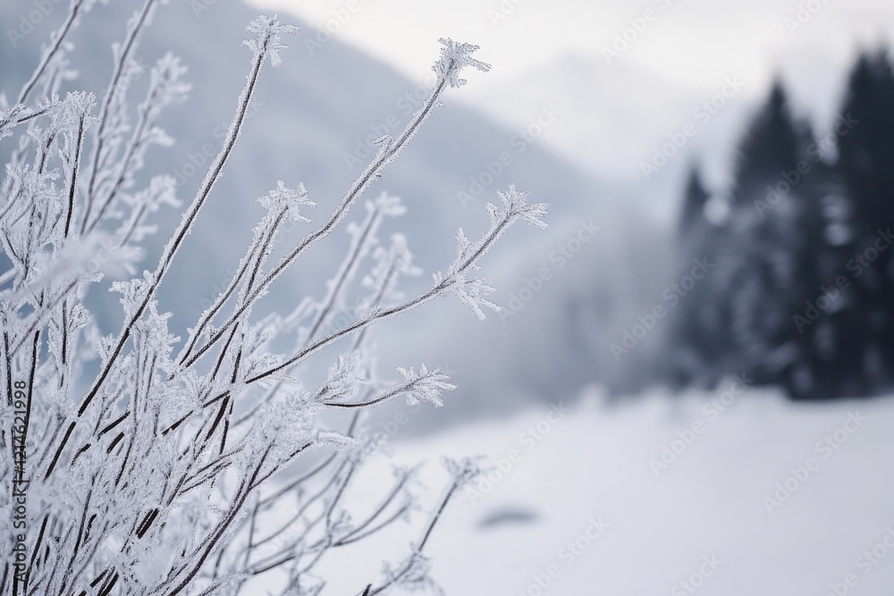 A lone bush stands out amidst a blanket of snow, surrounded by nothing but white A lone bush stands out amidst a blanket of snow, surrounded by nothing but white