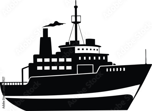 Icebreaker Ship silhouette,Arctic silhouette vector,Icebreaker Ship black  vector