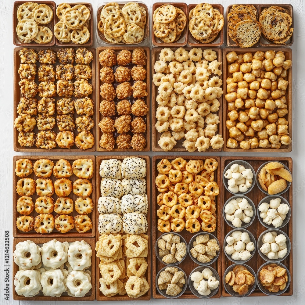 custom made wallpaper toronto digitalAssorted savory snacks in wooden trays. Party food flatlay