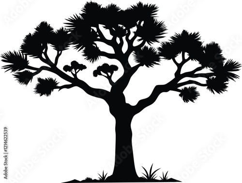 joshua tree silhouette,joshua trees silhouette illustration, cacti, agaves, and prickly pear