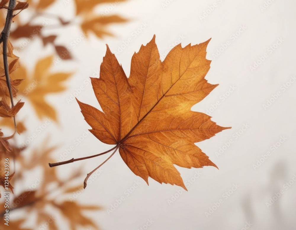 Brown leaf against crisp white background with soft focus and warm natural light for a cozy atmosphere, , soft focus, organic shape Brown leaf against crisp white background with soft focus and warm natural light for a cozy atmosphere, , soft focus, organic shape