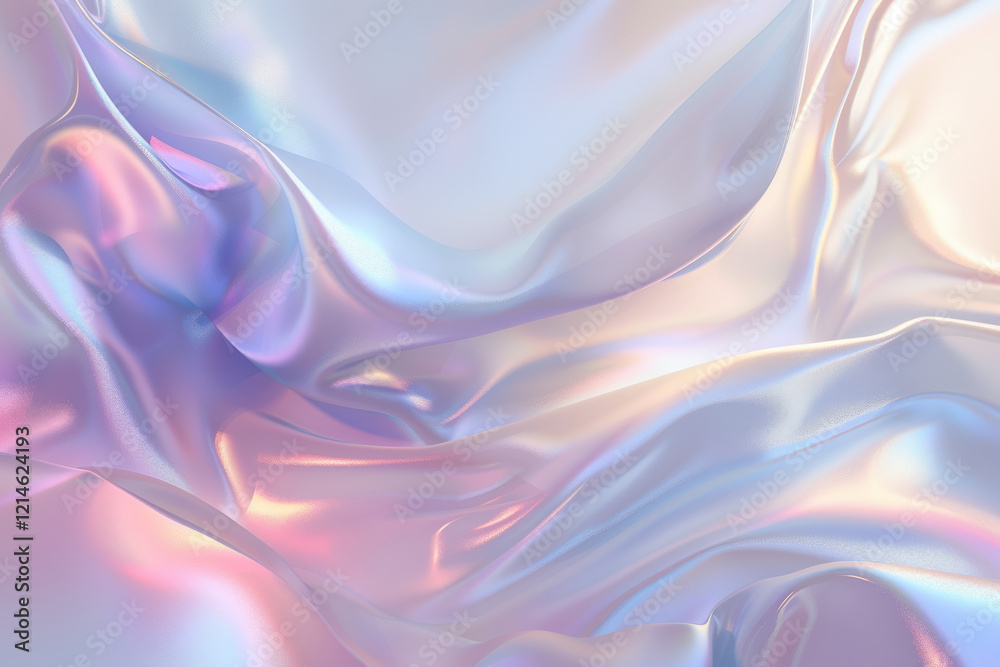 Obraz premium close up horizontal illustration of an holographic wavy abstract background