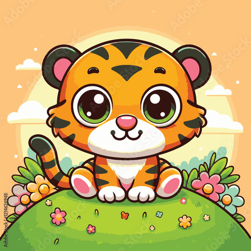 Cute tiger baby vector art illustration 11