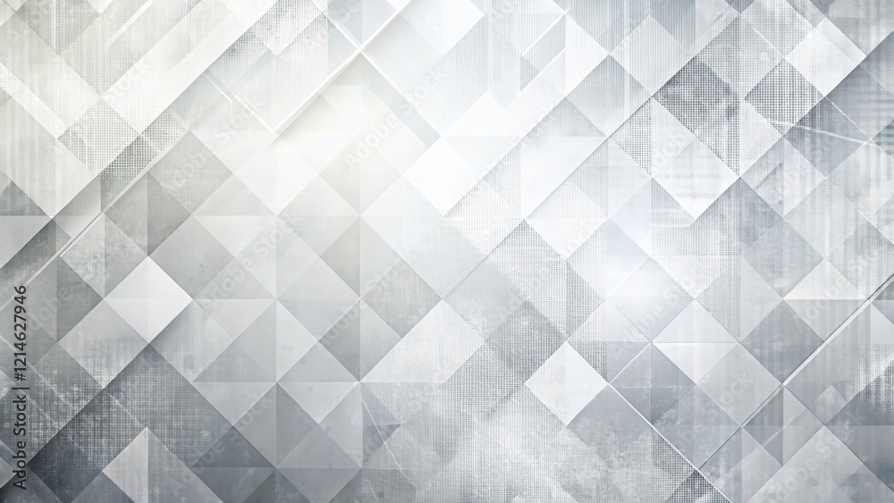 Fototapeta premium Abstract Geometric White Texture Background: Tech Banner Design with Glossy Squares & Triangles