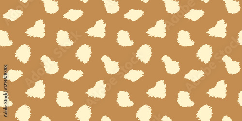 Seamless pattern with animal print in warm beige tones. Creamy colored deer skin design background with irregular textured spots for textiles, wallpapers, wrapping paper, fabric.