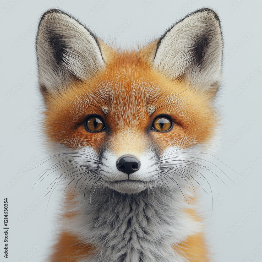 Obraz premium A close-up of a cute baby fox with fluffy orange fur