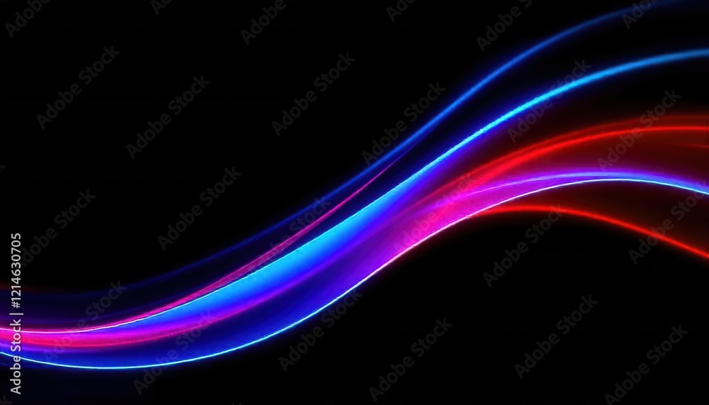 Naklejka premium Abstract Red and Blue Light Trails: Dynamic Wave Pattern Design