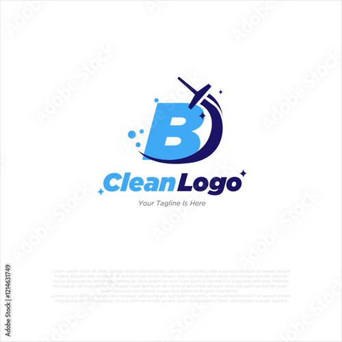 Letter B with windows cleaning logo and swoosh