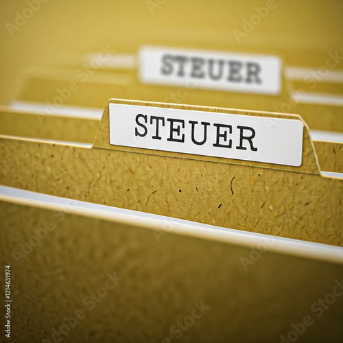 Aktenablage mit der Aufschrift Steuer