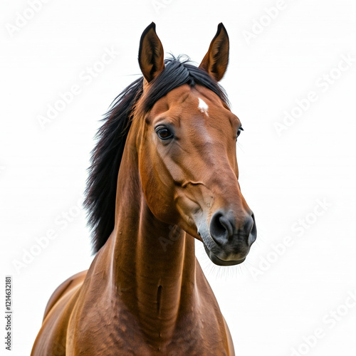 Pferd der Rasse englisches Vollblut vor weißem Hintergrund