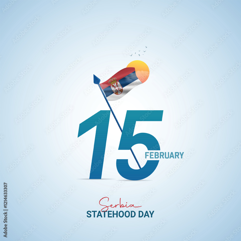 Serbia Statehood Day. Statehood Day creative Design for social media post Serbia Statehood Day. Statehood Day creative Design for social media post