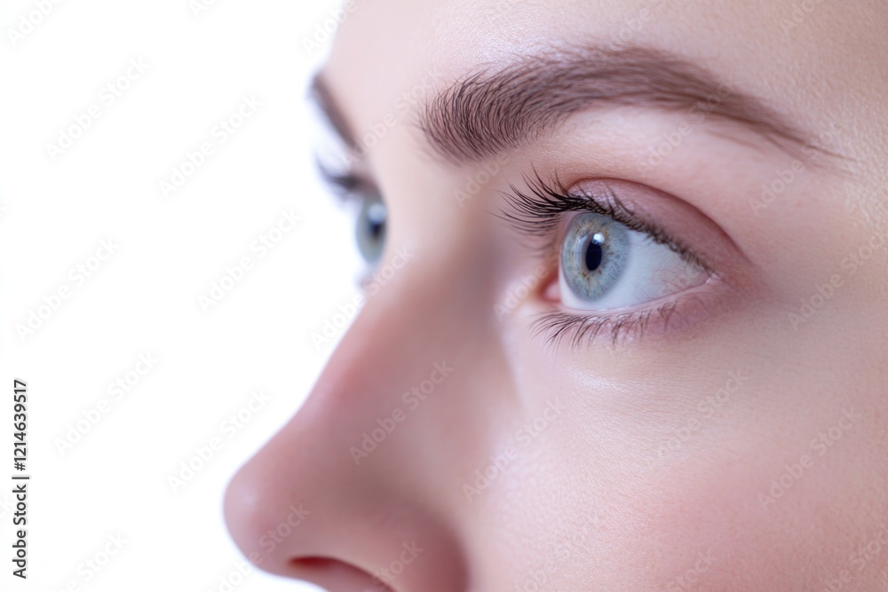Fototapeta premium Close-up of a woman holding a toothbrush in her mouth, dental hygiene concept