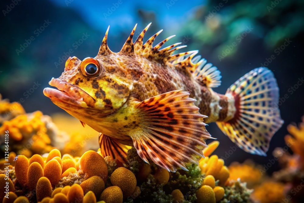 Silhouette of Vibrant Scorpionfish on Coral Reef - Underwater Wildlife Photography Silhouette of Vibrant Scorpionfish on Coral Reef - Underwater Wildlife Photography