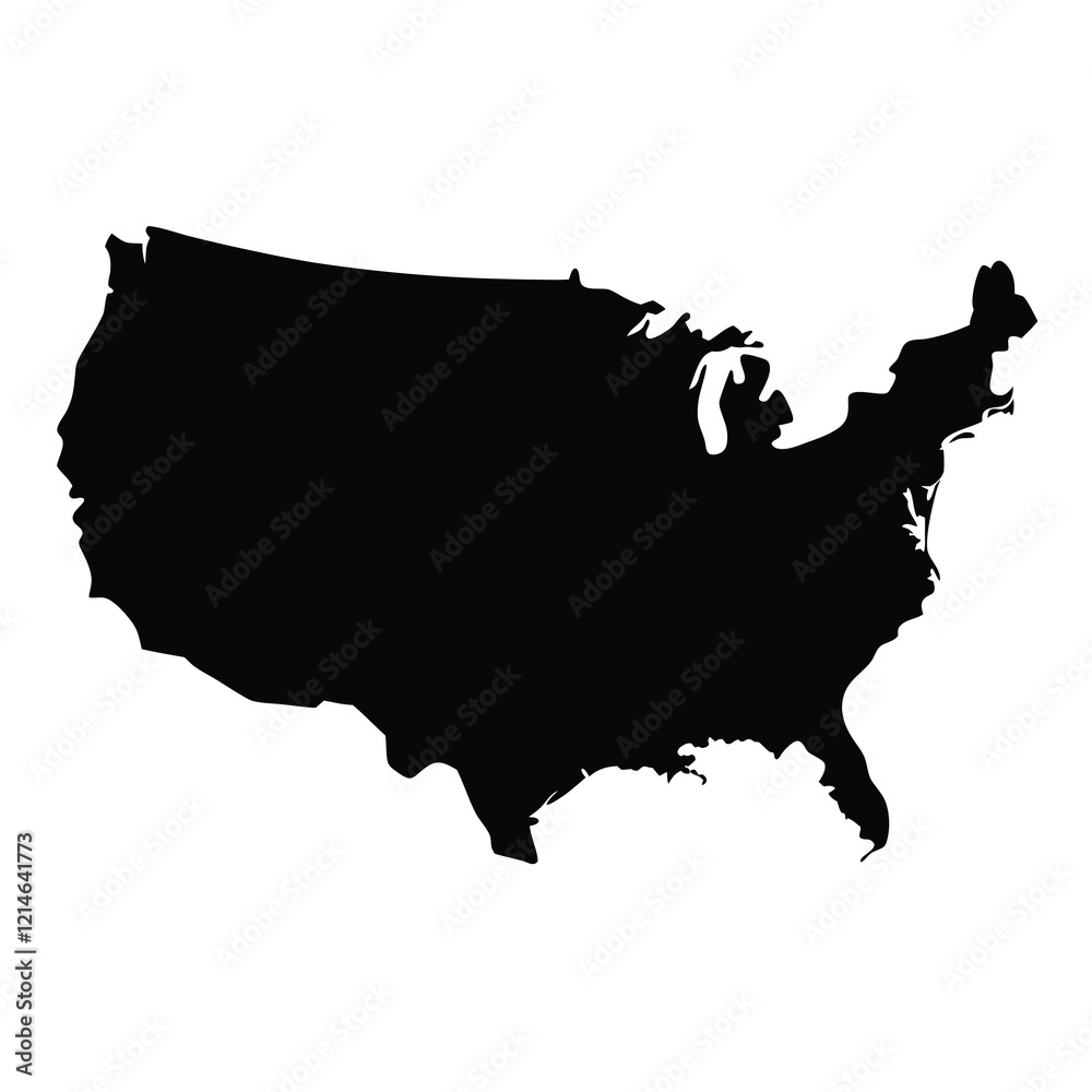 Simple Black and White Silhouette Map of the United States Simple Black and White Silhouette Map of the United States