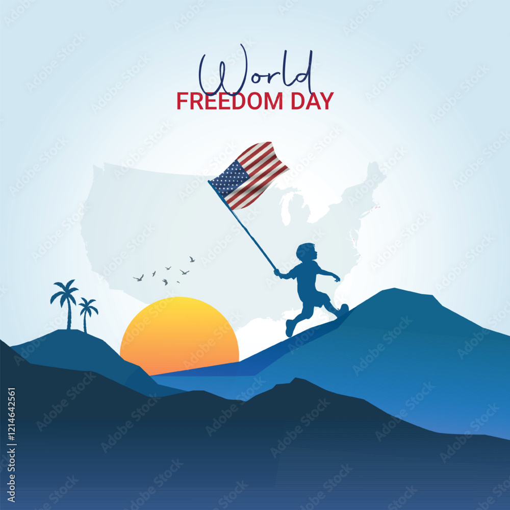 Fototapeta premium world freedom day, freedom day creative Poster, vector, 3d, illustration, november 9.