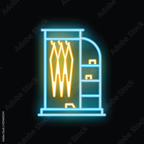 Glowing neon line wardrobe icon isolated on a black background vector illustration for your design, advertising, postcards, invitations, websites