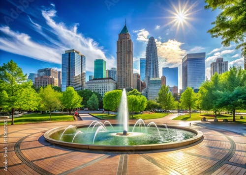 Atlanta Olympic Centennial Park Panorama: Cityscape & Fountain View photo