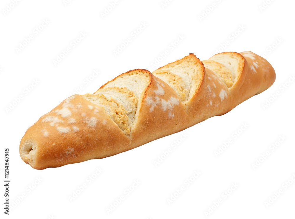 Golden Crusty Bread: A long, rustic baguette with a golden-brown crust, scored with slashes, sits invitingly, ready to be sliced and enjoyed. The bread shows a slightly irregular, artisanal texture. Golden Crusty Bread: A long, rustic baguette with a golden-brown crust, scored with slashes, sits invitingly, ready to be sliced and enjoyed. The bread shows a slightly irregular, artisanal texture.