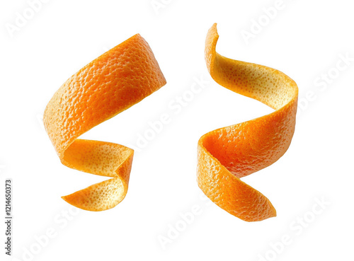Spiral orange peel twist isolated on transparent or white background