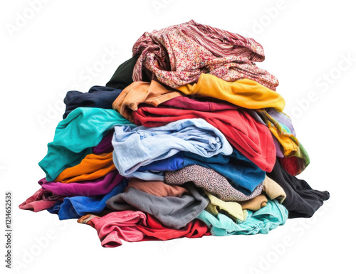 Pile of dirty clothes isolated on transparent or white background