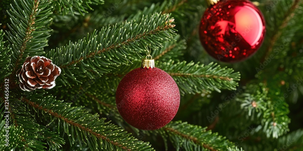 A detailed view of a Christmas ornament on a decorated tree A detailed view of a Christmas ornament on a decorated tree