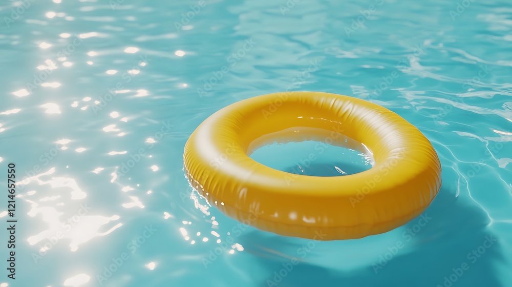 Floating rubber ring in a bright blue pool summer leisure scene refreshing water environment