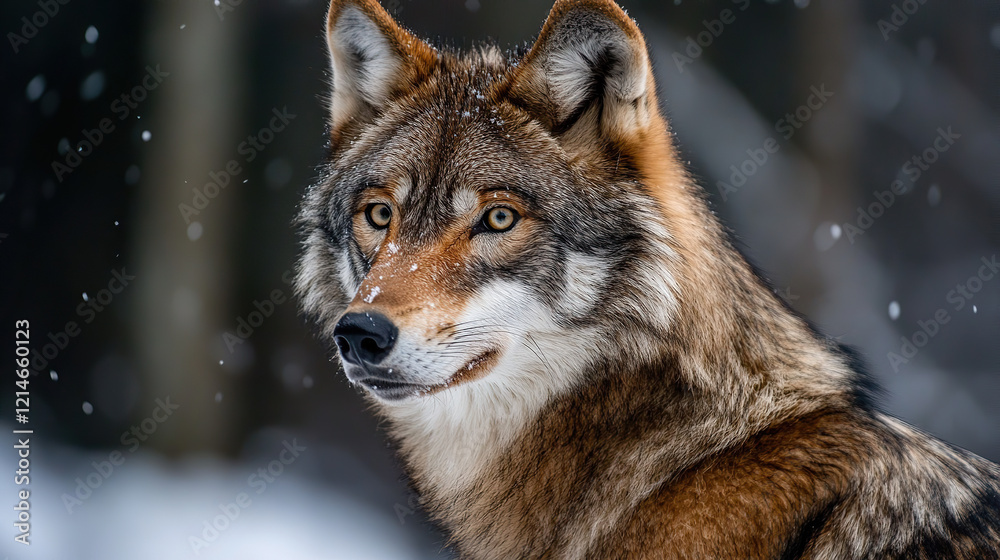 Majestic wolf in a snowy forest Majestic wolf in a snowy forest