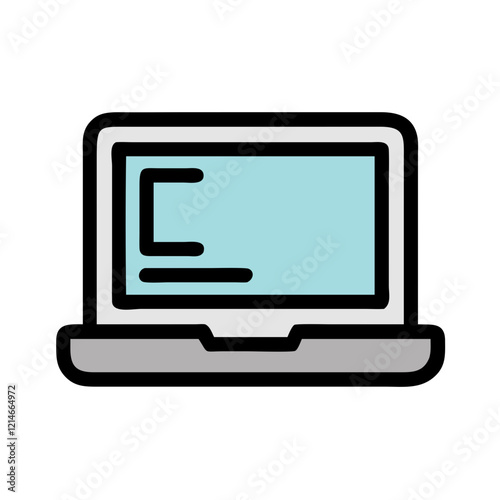 Minimalistic illustration of a laptop displaying code on a light background