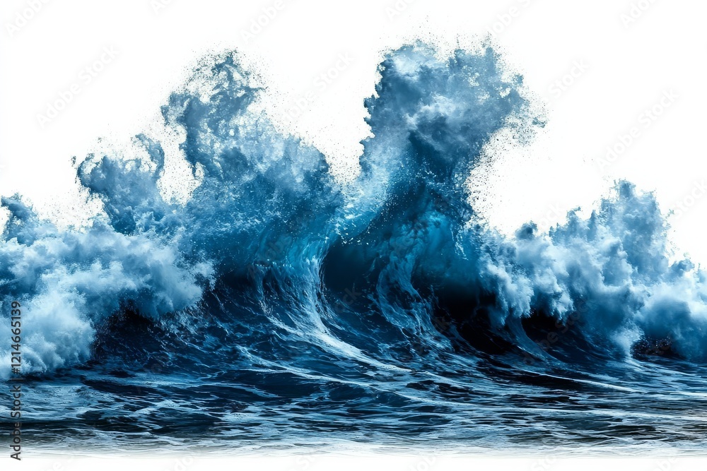 Obraz premium The dynamic beauty of deep blue ocean waves.