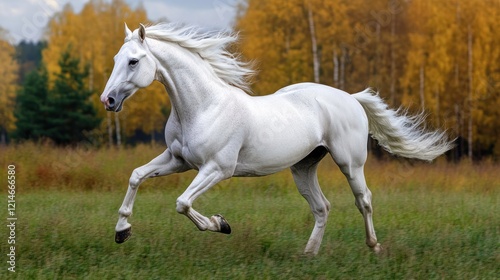 Picture presenting the galloping white horse