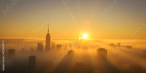 Photography sunrise over the city