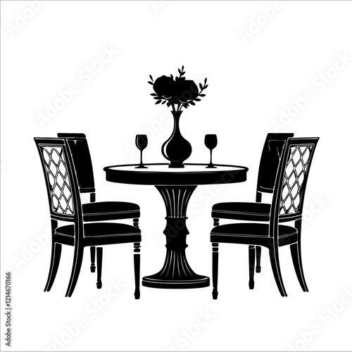 Dining  table set silhouette  vector design