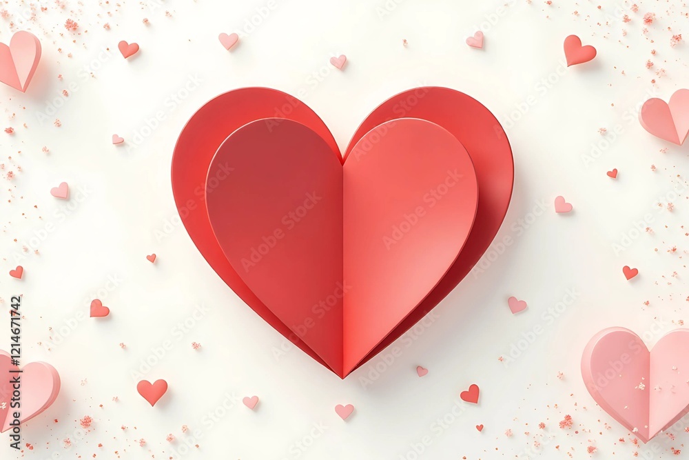 Three-Dimensional Paper Hearts Composition for Valentine's Day Three-Dimensional Paper Hearts Composition for Valentine's Day
