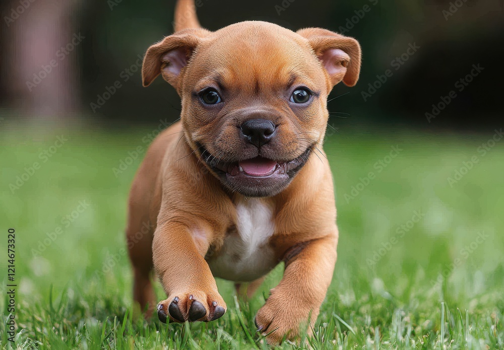 Playful puppy running joyfully on green grass in a scenic outdoor setting, showcasing its adorable features and lively personality perfect for pet lovers and animal enthusiasts. Playful puppy running joyfully on green grass in a scenic outdoor setting, showcasing its adorable features and lively personality perfect for pet lovers and animal enthusiasts.