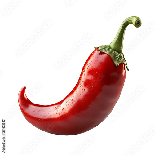 Vibrant red chili pepper with water droplets isolated transparent background photo